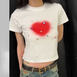 Women's T-Shirt Spicy Girl Love Print Diamond Fairycore Aesthetics Grunge Short Sleeve Cotton Graphic T-shirt White G220612