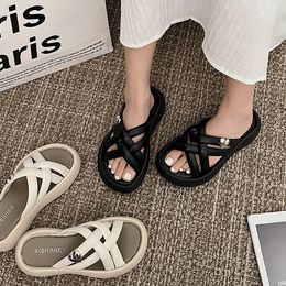 Sandals Casual And Minimalist White Thick Sole Anti Slip Slippers For Women Shoes Summer. 2023 Beach