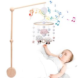 Chocalhos móbiles 1 conjunto bebê cama sino móveis chocalhos brinquedos para bebê 0-12 meses móbile de madeira na cama nascido caixa de música brinquedos pendurados itens do bebê 230612