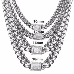 Pendant Necklaces 81012141618mm Trendy Jewellery 316L Stainless Steel Silver Colour Miami Cuban Curb Chain Men Women Necklace 7-40" 230609