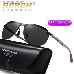 AORON New Aluminium Frame Sunglasses Men's Polarised Sun Glasses Driver Driving Sunglasses UV400 L230523