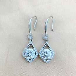 Dangle Earrings S925 Silver Water Drop Shape Moissanite Women Ins Jewelry 2CT D Color Pass Gift