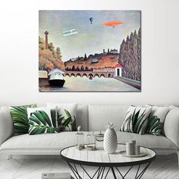 Colourful Landscapes Art on Canvas View of The Bridge at Sevres Henri Rousseau Painting Handmade Wall Decor