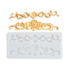 Baking Moulds 2023 European Style Embossed Retro Po Frame Fondant Silicone Mold Baroque Cake Lace Border Decoration