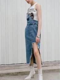 Casual Dresses 2023 Summer Fashion Sweet Cool Style Tassel Slit Asymmetrical Denim One Shoulder Strap Dress Women's Clothing