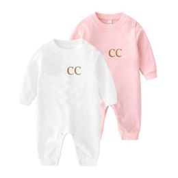 New Rompers Summer Fashion Letter Style Baby Boy Clothes White Pink Green Long Sleeve Cotton Brand Newborn Baby Girls Romper 0-24 2767
