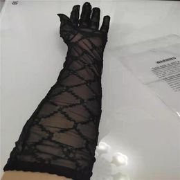 Fashion long Lace Bride Bridal Gloves Wedding Gloves Crystals Wedding Accessories Lace Gloves for Brides five Fingerless Wrist A11285H