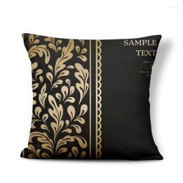 Pillow Retro Circle Text Butterfly Paper-cut Black Gold Cover Living Room Decorative Fabric Sofa 45-45cm