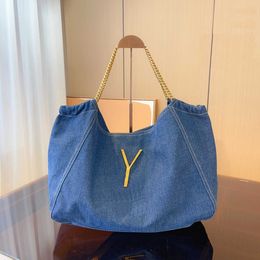 y-letter Designer Tote Bag Vintage Women Gold Chian Shoulder Shopping Bags Leather Underarm Hobo Bag High Capacity Denim Luxurys Handbag With Wallet 230615