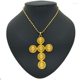 Pendant Necklaces Big Cross & Necklace For Women Men Ethiopian Gold Colour African Jewellery Eritrea Party Gift