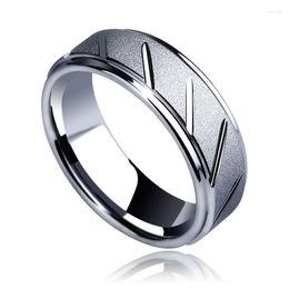 Cluster Rings Man's Tungsten Jewellery Carbide 8mm Width Brushed And Grooving Comfort Fit Band Size 7-12
