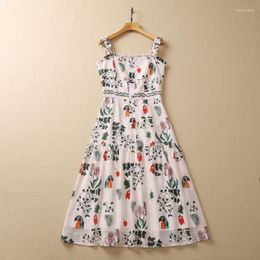 Casual Dresses European And American Women's Clothes 2023 Spring Sling Sleeveless Parrot Print Fashion Dress XXL