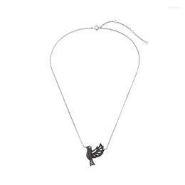 Anhänger Halsketten Punk Lange Schwarze Kristall Fliegende Vogel Halskette Für Frauen Einstellbare Handgemachte Schmuck
