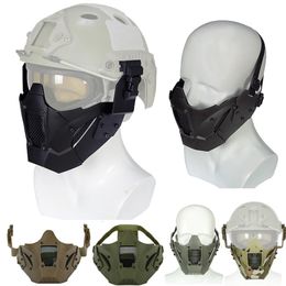 Outdoor Steel Wire Mesh Mask with Head Band Airsoft Shooting Face Protection Gear Tactical Fast Helmet Wing Rail Side Rail Mount N236V