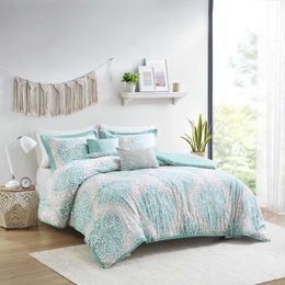 Bedding sets Chelsea 5 Piece Bedding Comforter Set KingCal King Aqua Z0612