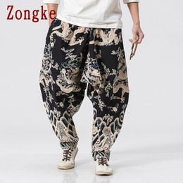 Pants Zongke Dragon Pattern Pants Men Joggers Trousers Men Pants Streetwear Sweatpants Harem Pants Men Trousers XXXL 2022 Spring New