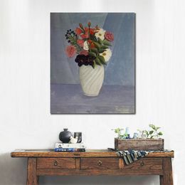 Animal Landscape Canvas Art Bouquet of Flowers Ii Henri Rousseau Painting Post-impressionist Handmade