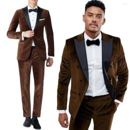 Men's Suits Custom Made (Jacket Pants) Suit Men Winter Velvet 2 Pieces Groom Tuxedos Wedding Formal Prom Dinner Party Blazer Trousers Outfit
