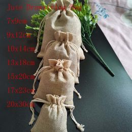 Jewelry Boxes 25pcslot Jute Gift Bags Jewelry Bags Cotton Linen Drawstring Bags Gift Box Packaging Pouch Display Wedding Sack Burlap Bags Diy 230609