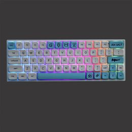 Accessories 138 Keys XDA PBT Keycaps For Cherry GMMK Pro Mechanical Keyboard Dye Subbed Sea Salt Theme Blue White Colour XDA Keycaps 61 64 68