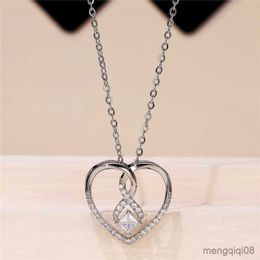 Pendant Necklaces 2022 Heart Necklace Series for Women Luxury Silver Colour Chain with CZ Wedding Trend Eternity Jewellery R230612