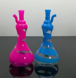 Glass Pipes Smoking Manufacture Hand-blown hookah Colorful striped vase, glass hookah bottle