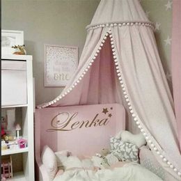 Cotton Baby Room Decoration Balls Mosquito Net Kids Bed Curtain Canopy Round Crib Netting Tent Photography Props Baldachin 245cm Y200417