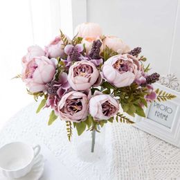 Dried Flowers Big Artificial for Home Living Room Decoration Wedding Bouquet Outdoor Silk Peony Christmas Garlands High Quality