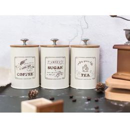 Tools 3x Retro Tea Coffee Sugar Kitchen Storage Canisters Set Jar Pot Container Tin