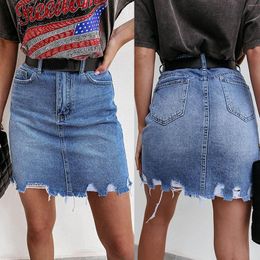 Skirts 2023 Fashion Street Hipster Pack Hip Mini Jeans Denim Short Casual Waist Jean Skirt A-Line High Sexy Women's