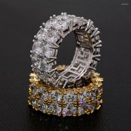 Cluster Rings Bling Big Zircon Stone Gold Silver Colour Hip Hop For Women Man Fashion Wedding Engagement Jewellery Gift 2023