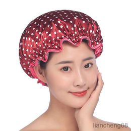 Waterproof Double Layer Elastic Bath Hat Bathing For Women Spa Bathing Accessory Hair Salon Bathroom Product R230612