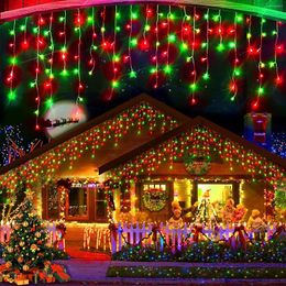 Strings 24V Christmas Lights Decorations Outdoor Safe Voltage LED Curtain Icicle String Light IP44 Street Garland On The House Winter