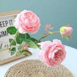 Dried Flowers Artificial Long Branch Peony Bouquet Silk Wedding Floral Decoration Home Living Room Plant Flower Arrangement