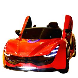 Children's Electric Car Four-wheel Dual Drive Outdoor Toys Rubber Wheel Leather Seat 2.4 G Bluetooth Gaming Car for Kids Ride On