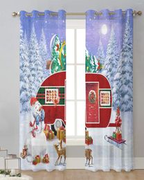 Curtain Christmas Camper Reindeer Pine Tulle Drapes For Living Room Bedroom Sheer Window Curtains Kitchen Balcony Modern Voile