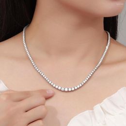 Chains Serenity Day Real D Colour Graduated Size Full Moissanite Tennis Necklace For Women S925 Sterling Silver Plated 18k Fine Jewellery