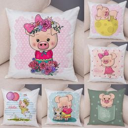 Pillow 45x45cm Pillowcase Cute Cartoon Pet Pig Decorative Animal Cover Children's Room Sofa Home Case