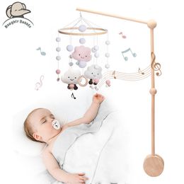 Rattles Mobiles 1Set Cartoon Wooden Bed Bells for Kids Assembly Rattles Bracket born Baby Toys Infant Crib Mobile Bed Bell Baby Accessories 230612