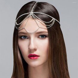 Hair Clips Boho Rhinestone Multi-layer Tassel Forehead Head Chain Wedding Headpiece For Women INS Crystal Charm Headband Jewellery