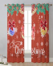 Curtain Christmas Decor Lights Balls Snowflakes Tulle Drapes Living Room Sheer Window Curtains Kitchen Balcony Modern Voile
