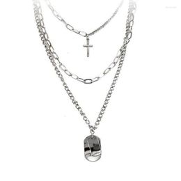 Pendant Necklaces Fashion Multilayer Chain Hip Hop Cross Necklace For Women Men Jewellery Gift Punk Geometr Long Layered Choker Bijoux
