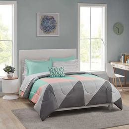 Bedding sets Mainstays Gray and Teal Geometric 8 Piece Bed in a Bag Comforter Set With Sheets Full Z0612