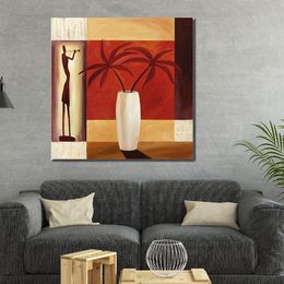 Abstract Canvas Art Red Hearld Ii Painting Handmade Modern Decor for Kitchen