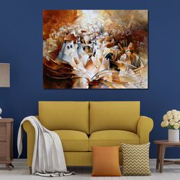 Abstract Canvas Art The Holy Book Handcrafted Oil Painting Modern Decor for Studio Apartment