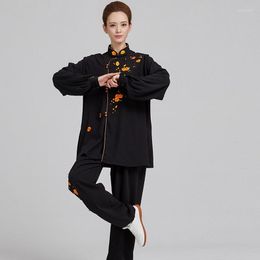 Ethnic Clothing Tai Chi Uniforms Traditional Chinese Embroidered Martial Arts Exercise Long Sleeve Wingchun Suit Kungfu Uniform FF3731