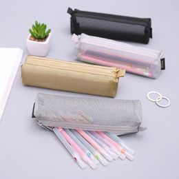 Mesh Pencil For Case Zipper Lock Vertical Standing Pen Holder Bag Large Capacity Breathable Students Children School