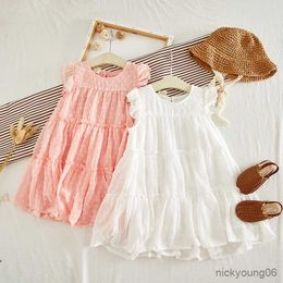 Girl's Dresses Summer Princess Dress Fashion New Baby Girl Cotton Sleeveless White For Kids R230612