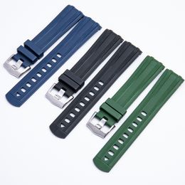 20mm Curved End Soft Fluorine Rubber Watchband Watch Band Accessories Fit For Omg Strap For Seamaster 300 Speedmaster Bracelet