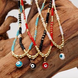 Pendant Necklaces Rice Bead Necklace Eyes Riginality Hand Weaving Adjustable Bohemia Fashion Simplicity Beaded